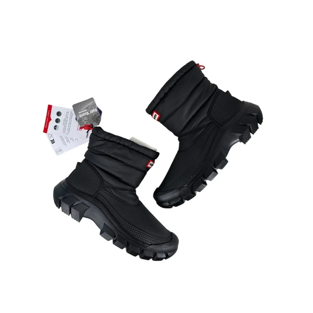 Hunter Intrepid Short Snow Boots Womens 8 Black Waterproof Insulated Puffer